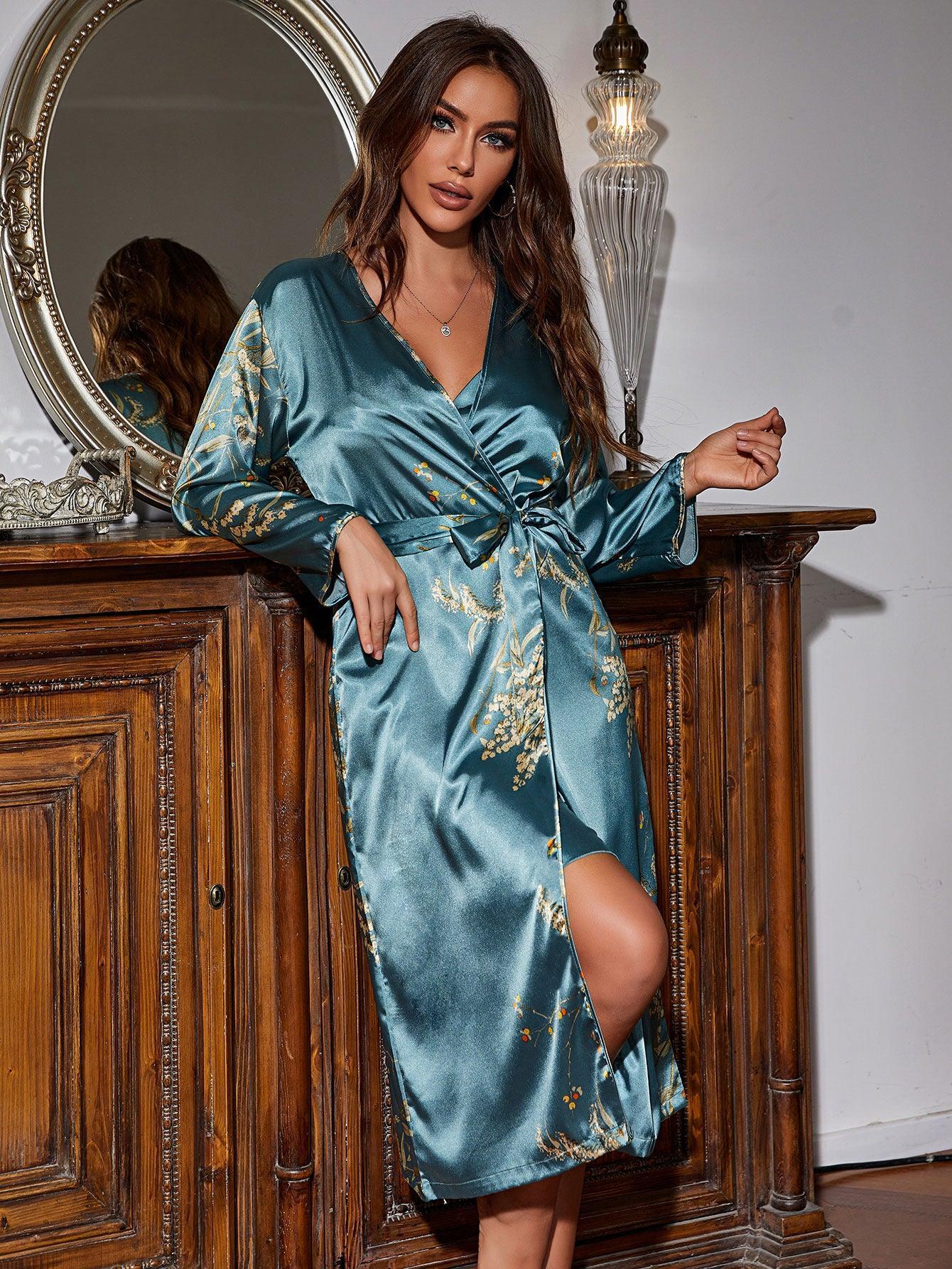 Medium Sleeve Long Belted Morning Gown - HEPSIBAH SHOP