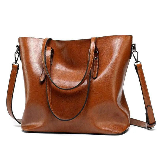 Leather-Look Tote Bag - HEPSIBAH SHOP