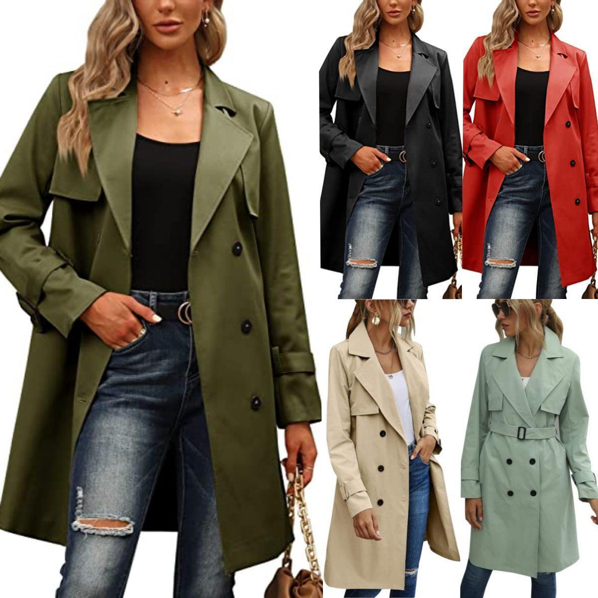 European And American Autumn Women's Double Breasted Fashion Casual Trench Coat - HEPSIBAH SHOP