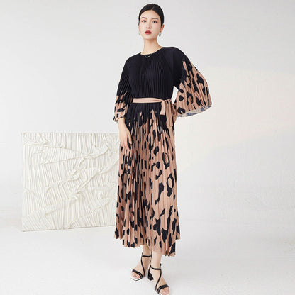 Women's Fashion Leopard Print Pleated Skirt - HEPSIBAH SHOP