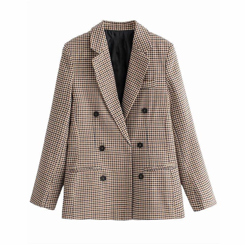 Check double-breasted blazer - HEPSIBAH SHOP