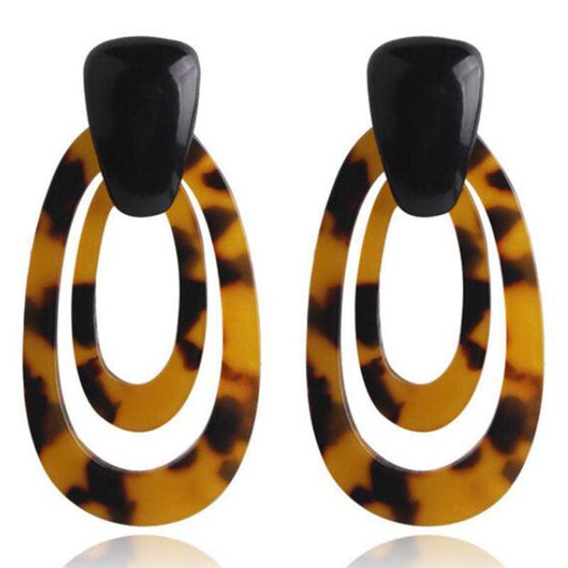 Leopard earrings acrylic acetate plate - HEPSIBAH SHOP