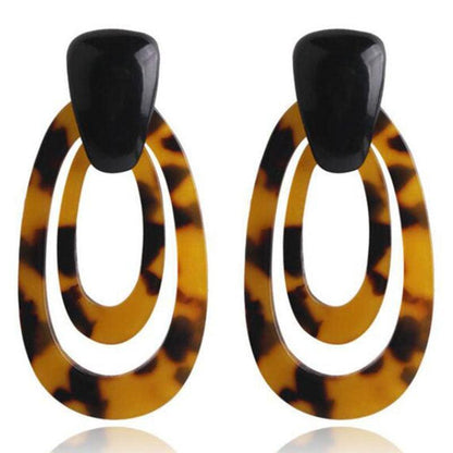 Leopard earrings acrylic acetate plate - HEPSIBAH SHOP