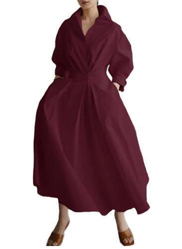 Long-sleeve Blouse Elastic Waist Swing Dress - HEPSIBAH SHOP