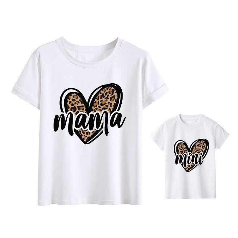 Graphic Leopard Print Love Parent-child T-shirt - HEPSIBAH SHOP