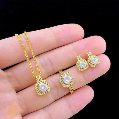 Fashion Jewelry Set Zircon Gem Pendant Chain Choker, Necklace ,Studs - HEPSIBAH SHOP