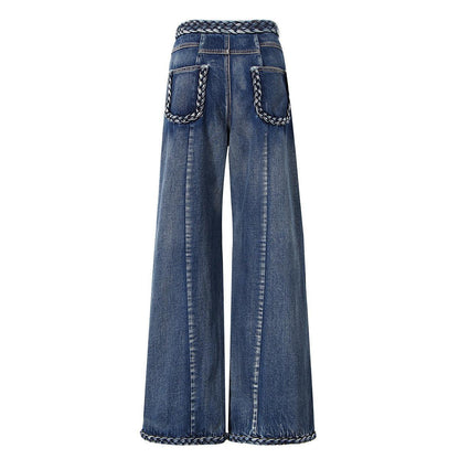 Women's Handmade Braided Wide Leg Jeans - HEPSIBAH SHOP