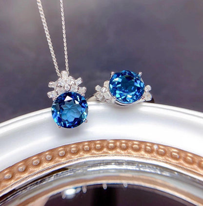 Jewellery Set London Blue Stones Pendants - HEPSIBAH SHOP