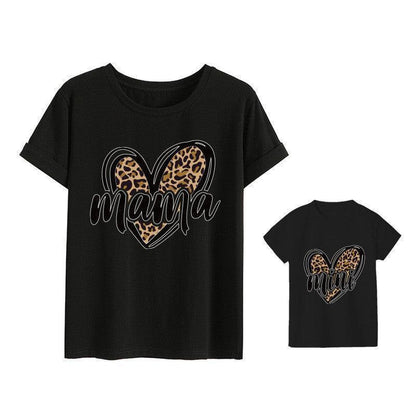 Graphic Leopard Print Love Parent-child T-shirt - HEPSIBAH SHOP