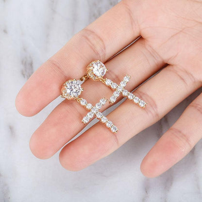 New Hot Sale Hip Hop Big Zircon Cross Stud Earrings - HEPSIBAH SHOP