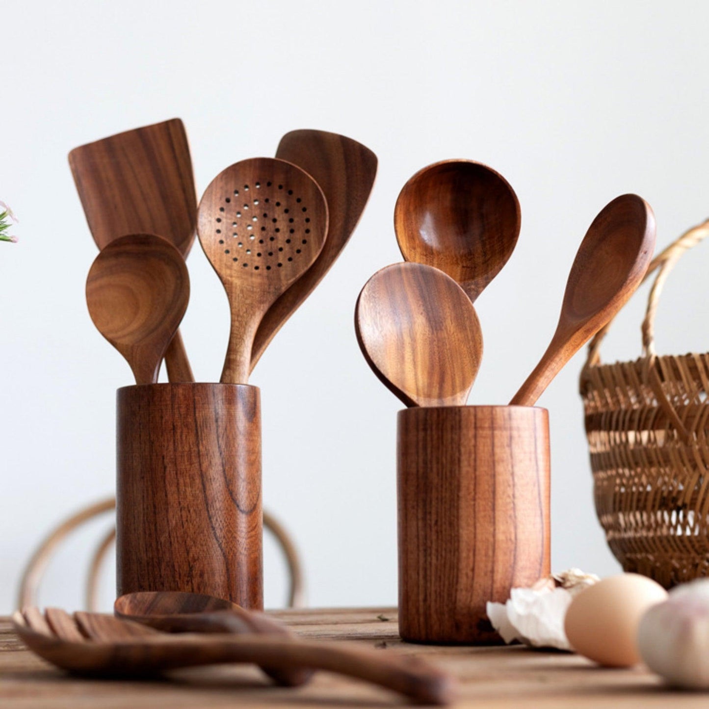 Teak Wood Non Stick Cookware And Kitchen Utensils