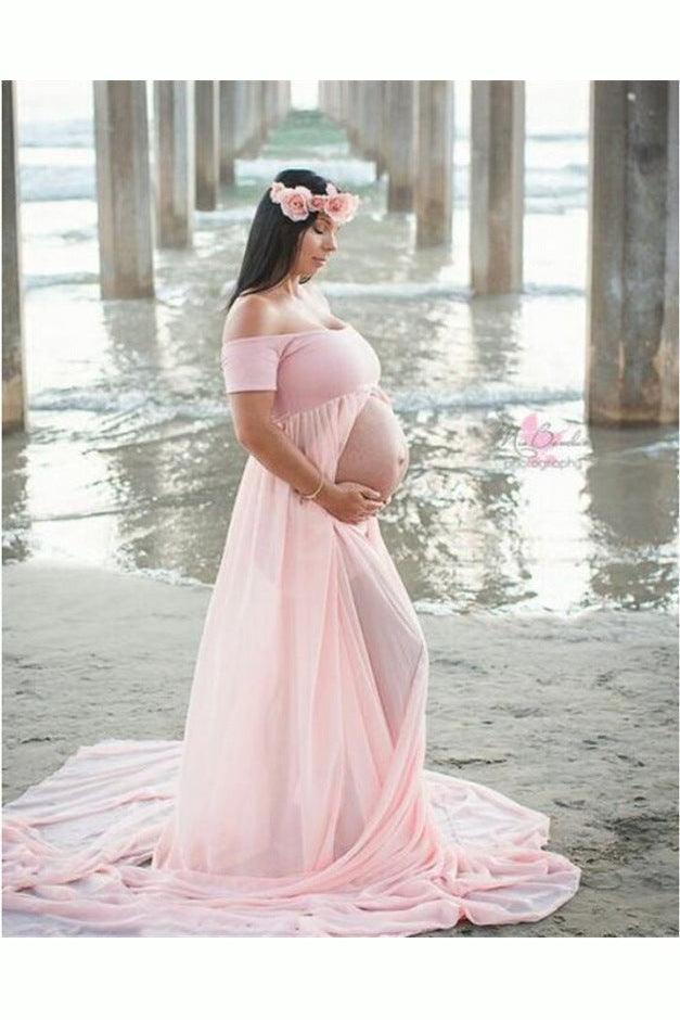 Elegant Maternity Gown Split Front Photography Dress - HEPSIBAH SHOP