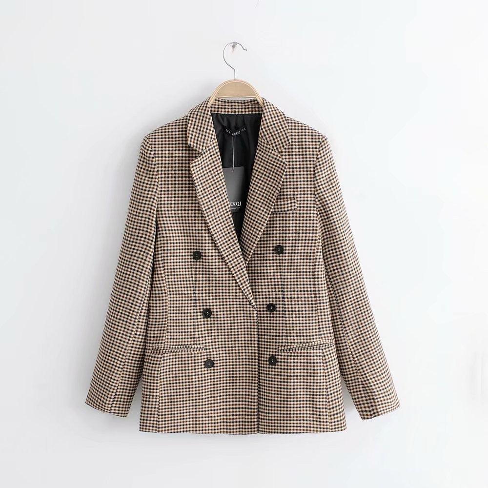 Check double-breasted blazer - HEPSIBAH SHOP