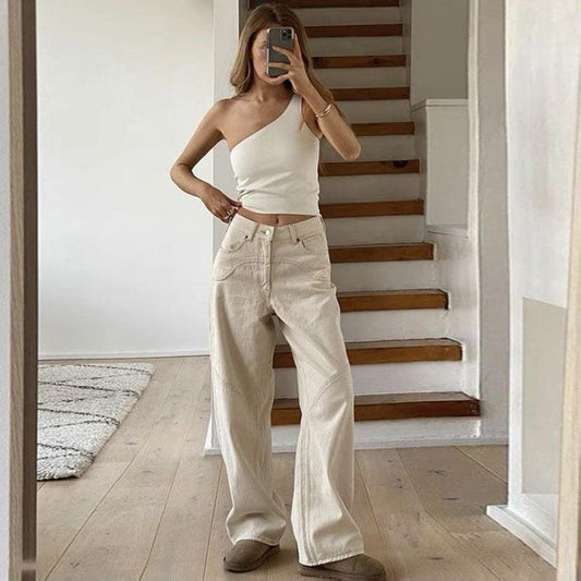 Women's Off-white Straight Jeans - HEPSIBAH SHOP