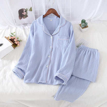 Solid color crepe loose pajamas