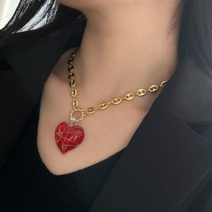 Women's Fashion Red Heart Necklace - HEPSIBAH SHOP