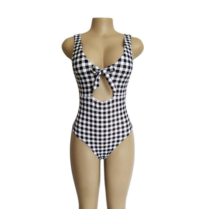 Check tie ladies one-piece swimsuit - HEPSIBAH SHOP