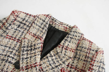 Plaid texture blazer women's clothing - HEPSIBAH SHOP