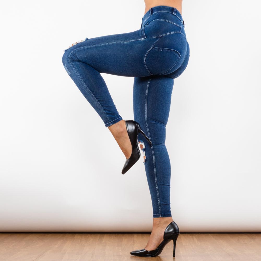 Shascullfites Melody Blue Washed Ripped Jegging - HEPSIBAH SHOP