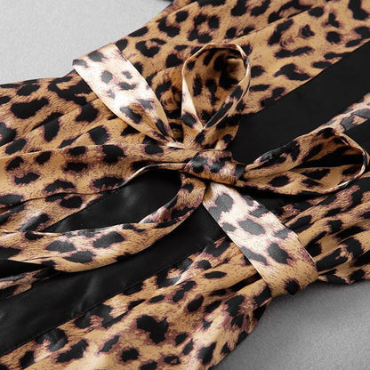 Ice Silk Leopard Print Pajamas Set - HEPSIBAH SHOP