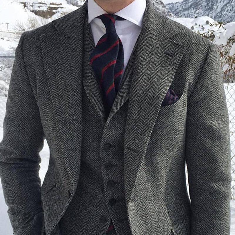 Men's Wool Tweed Blazer Pant Set - HEPSIBAH SHOP