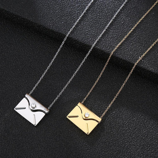 Pullout Envelope Couple Necklace DIY Personalization - HEPSIBAH SHOP