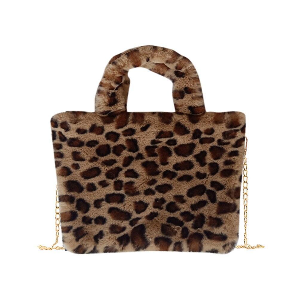 Plush leopard shoulder bag - HEPSIBAH SHOP