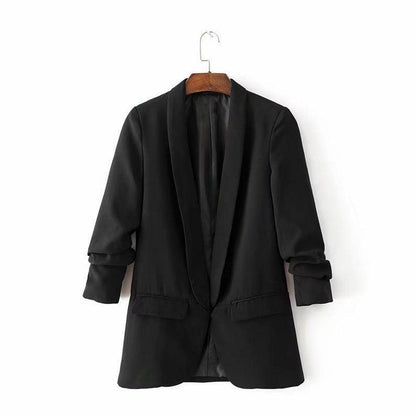 Buttonless pleated sleeve blazer - HEPSIBAH SHOP