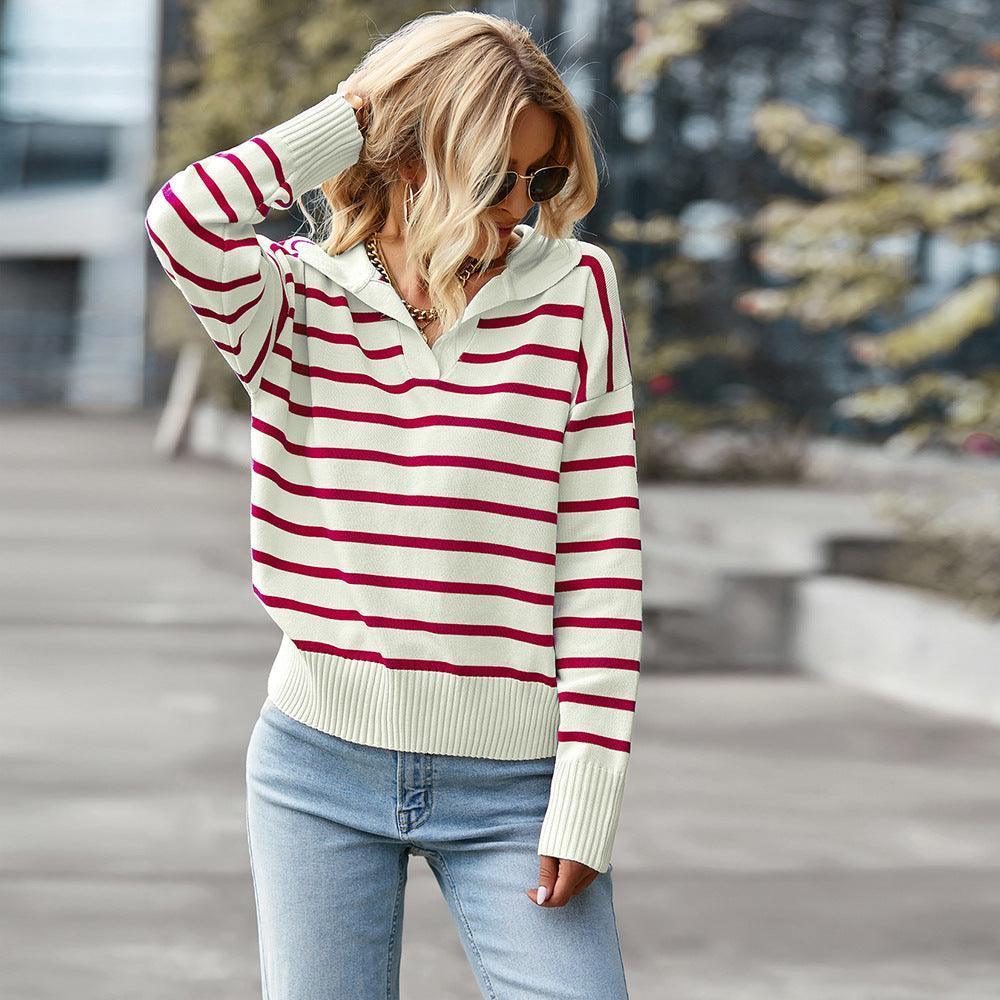 Striped Sweater Soft Comfortable Thermal Top Casual - HEPSIBAH SHOP