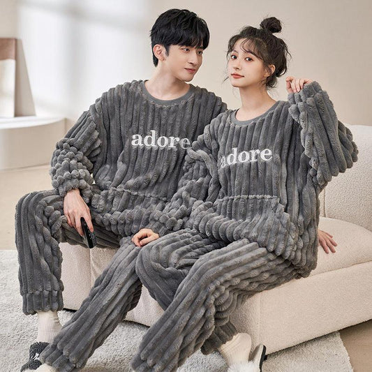 Pajamas Couple Coral Fleece Thickened Warm