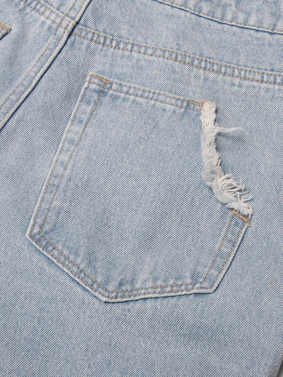 Vintage Light Blue Washed High-waisted Tooling Jeans For Women - HEPSIBAH SHOP