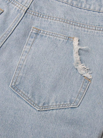 Vintage Light Blue Washed High-waisted Tooling Jeans For Women - HEPSIBAH SHOP