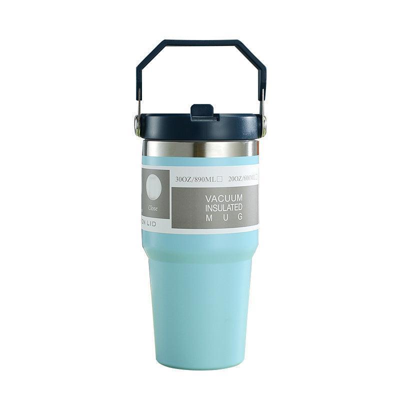 Portable Car Cup Stainless Steel Cup Travel Sports Water Bottle With Handle Cover Coffee Tumbler Cup - HEPSIBAH SHOP