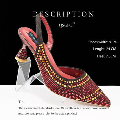 Fashion Simple Pointed Striped Hot Drilling Women Low-cut High Heels - HEPSIBAH SHOP