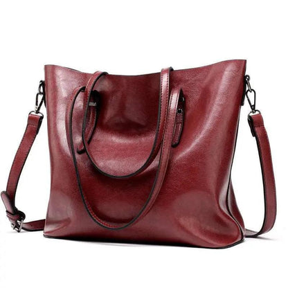 Leather-Look Tote Bag - HEPSIBAH SHOP