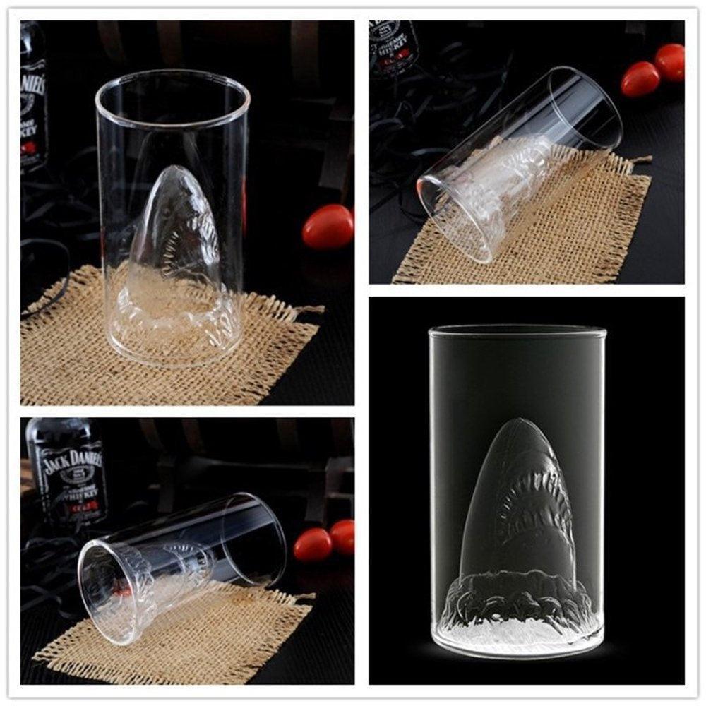 Transparent Glass Cup Shark Glass Wine Milk Tea Water Breakfast Cup Mugs Double-layer Bar Wine Drinkware