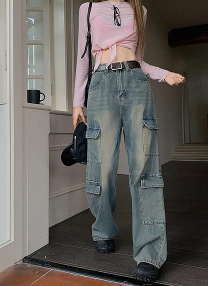 Women's Fashion Casual Retro Cargo Jeans - HEPSIBAH SHOP