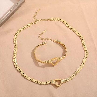 Personalized Love Chain Necklace Bracelet For Women Fashion Titanium Steel Non-fading Clavicle Chain Jewelry