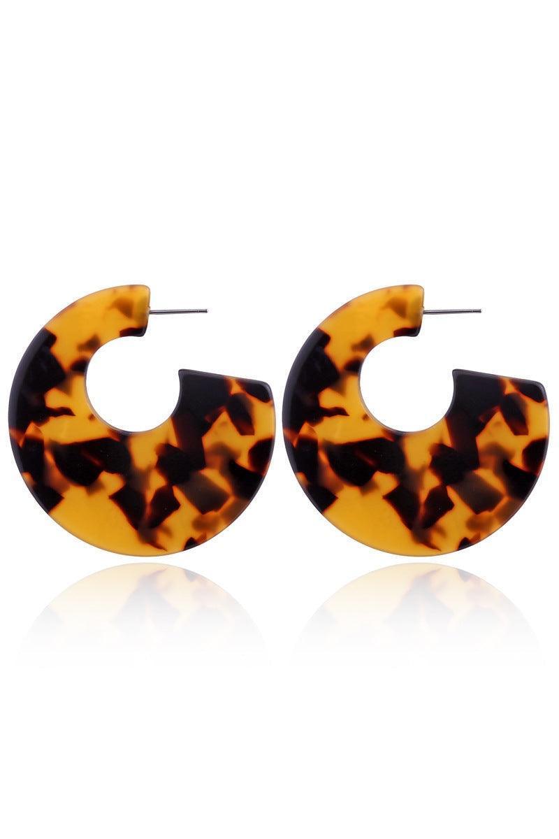 Leopard Earrings acrylic circle geometric Earrings - HEPSIBAH SHOP