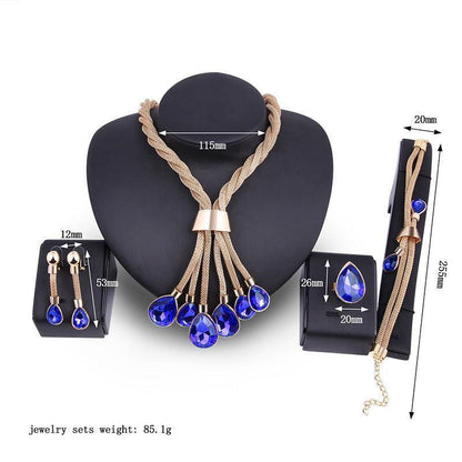 Necklac Earrings Jewellery Set Four-piece Gilded - HEPSIBAH SHOP