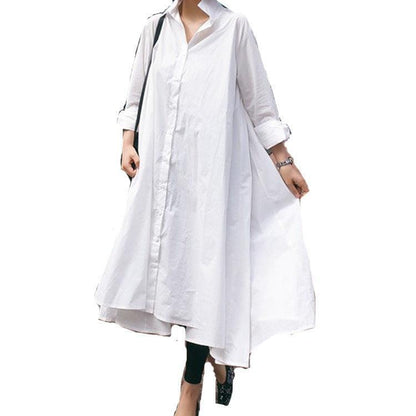 Fashion Black And White Irregular Casual Shirt Dress - HEPSIBAH SHOP