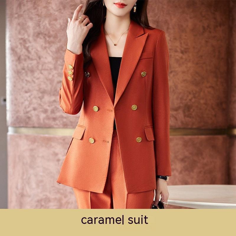 Caramel Double Breasted High Sense Slim Fit Suits - HEPSIBAH SHOP