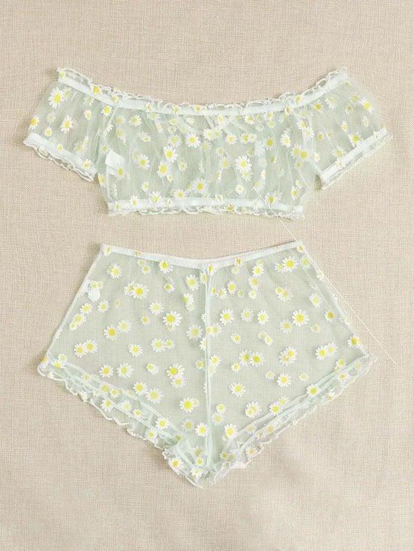 Women's Mesh Printed Lingerie Set - HEPSIBAH SHOP