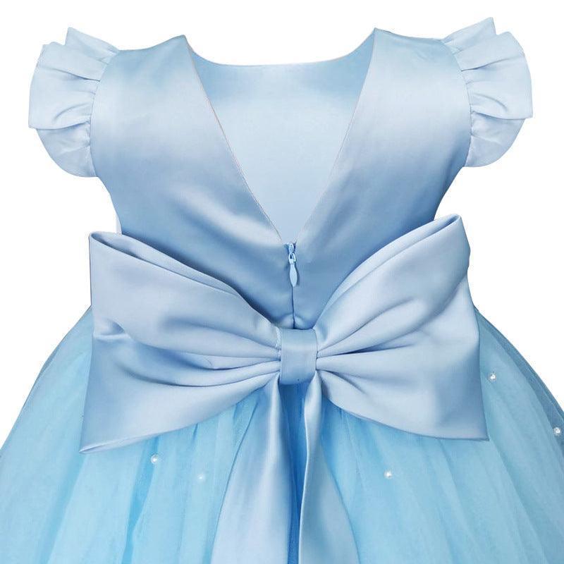 Girl's Gown Mesh Backless Bow Umbrella Princess Dress - HEPSIBAH SHOP