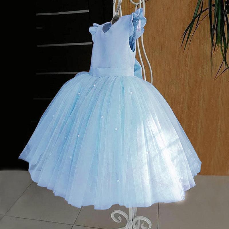 Girl's Gown Mesh Backless Bow Umbrella Princess Dress - HEPSIBAH SHOP