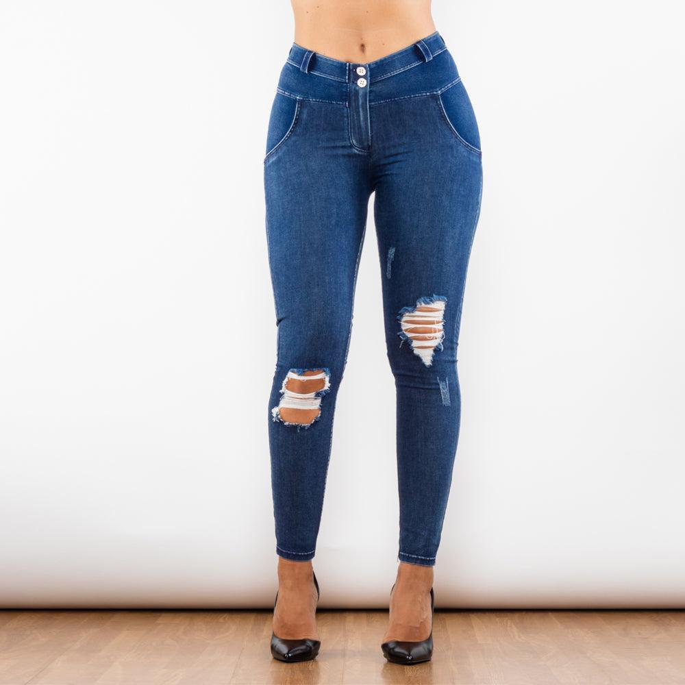 Shascullfites Melody Blue Washed Ripped Jegging - HEPSIBAH SHOP