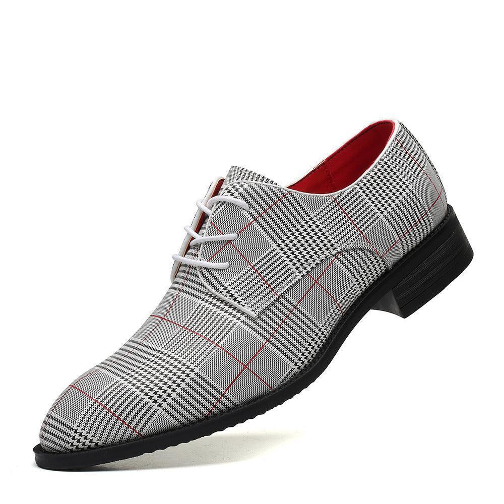 Men's Fashion Business Casual All-match Leather Shoes Lace-up Stripes - HEPSIBAH SHOP