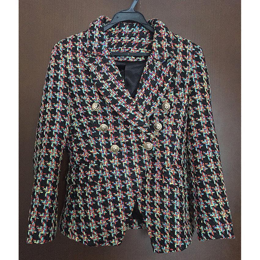 Houndstooth double-breasted tweed suit - HEPSIBAH SHOP