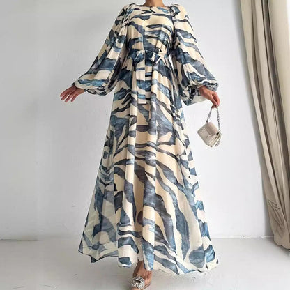 Chiffon Printed Long Elegant Dress - HEPSIBAH SHOP