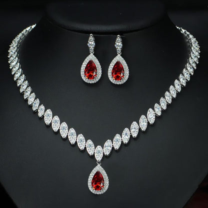 Korean Foreign Trade In Europe And America Two Piece AAA Zircon Jewelry Set